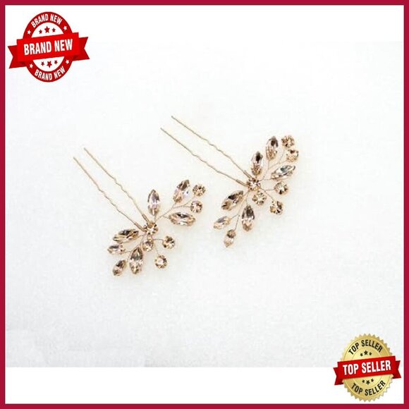 Rhinestone Floral Hair Pins Set 2 Pcs Wedding Party Accessories main image 5